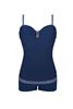 Picture of PLUS SIZE BLUE SWIM SUIT SPOTTED TRIM